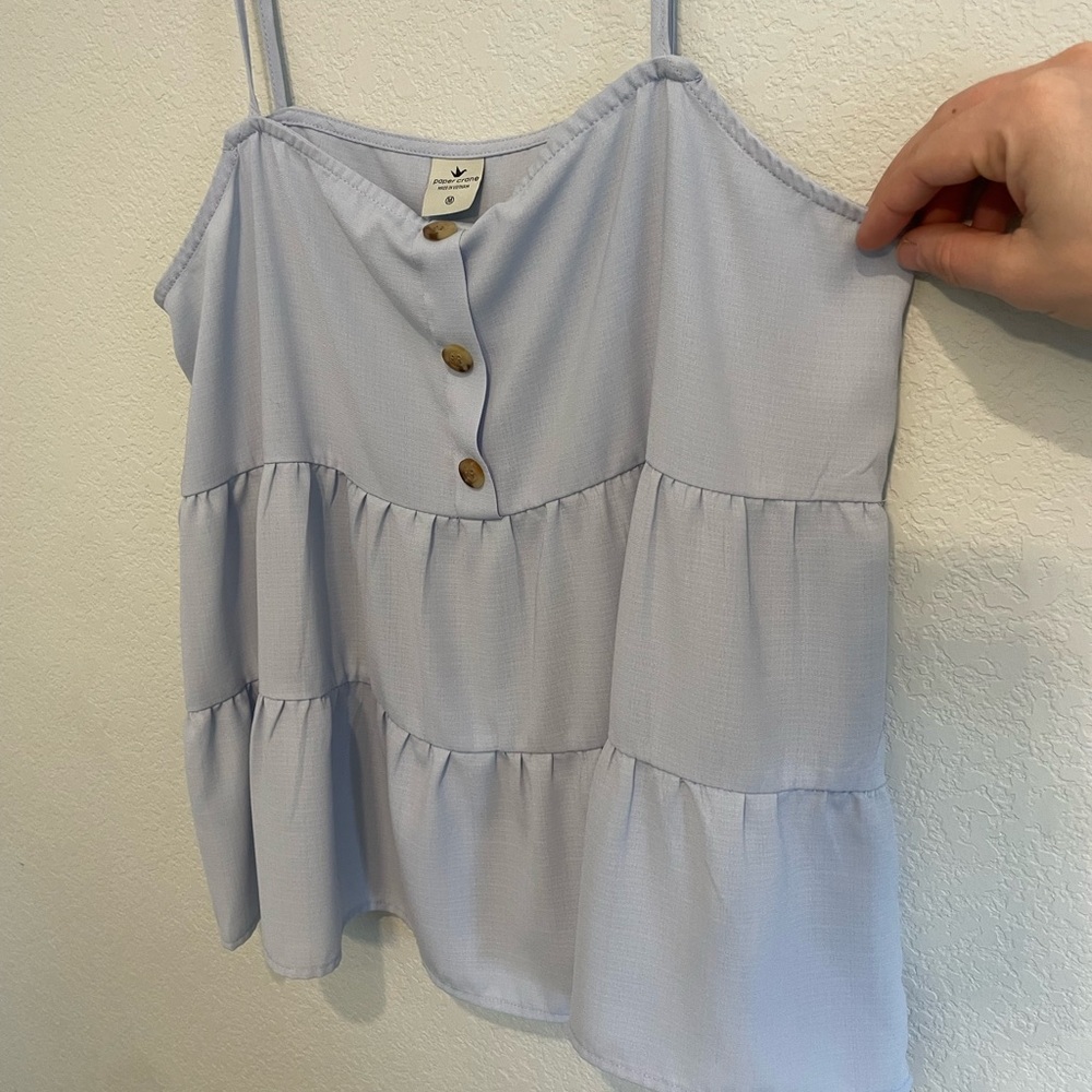 Paper Crane Light Blue V-Neck Top - Picture 5 of 8